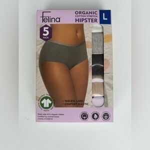 Felina Women Organic Cotton Stretch Hipster 5 Pack Ultra Soft Plant Based Large